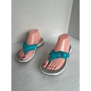 Clarks CLOUDSTEPPERS Breeze Sea Slip On Adjustable Thong Flip Flop Sandals Sz 8